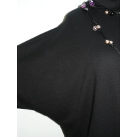 Stylowy czarny sweter OVERSIZE z golfem i gipiurą  DUŻE ROZMIARY